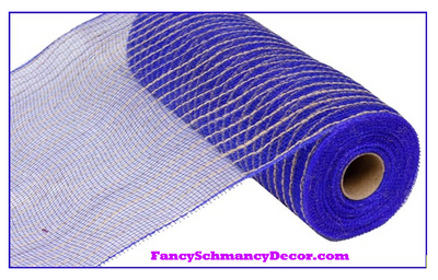 10.5" X 10 yd Poly Jute Royal Blue Natural Mesh