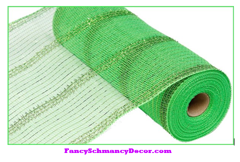 10.5" X 10 yd Wide Lime Green Tinsel/Pp/Foil Mesh