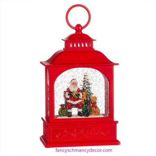8.5" Dogs Visiting Santa Lighted Water Lantern by RAZ Imports