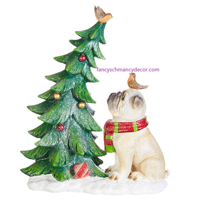 11.25" Dog with Christmas Tree by RAZ Imports