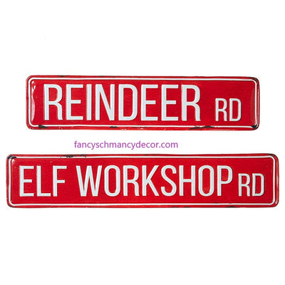 20" Reindeer Road or Elf Work Shop Sign by RAZ Imports