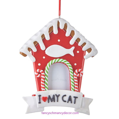 5.5" Gingerbread Cat House Frame Ornament by RAZ Imports