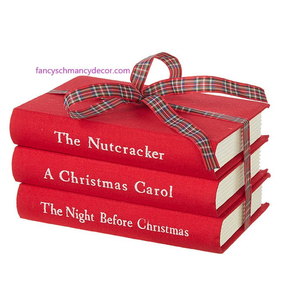 8" Red Stacked Christmas Books by RAZ Imports