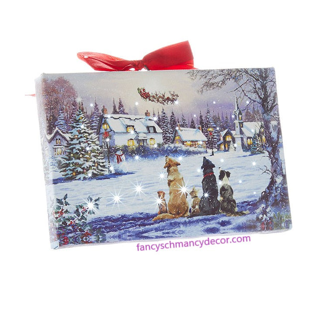 6" Dogs Watching Santa Lighted Print by RAZ Imports –