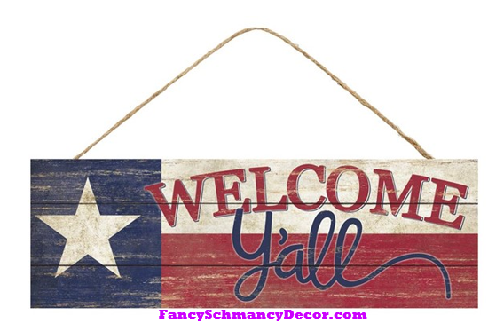 15" L X 5" H Welcome Y'all/Texas Star Sign
