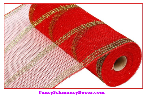 10.5" X 10 yd Wide Red Lime Green Tinsel/Pp/Foil Mesh