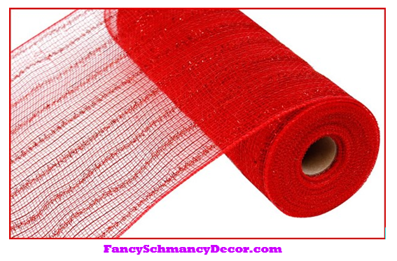 10.5" X 10 yd Red Tinsel/Pp/Foil Mesh