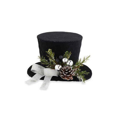 Holiday - Black Top Hat with Pinecones - FancySchmancyDecor