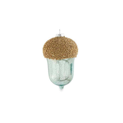 Holiday - Blue Mercury Glass Acorn Ornament with Beaded Top - FancySchmancyDecor