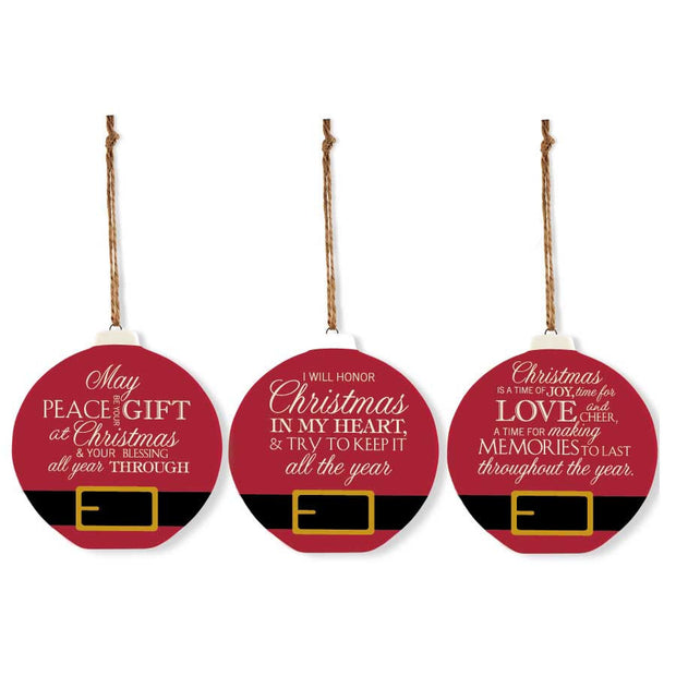 Holiday - Ceramic Bulb Ornaments with Santa Belt - FancySchmancyDecor