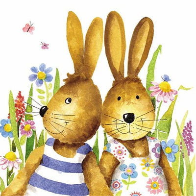 Two Easter Bunnies Paper Napkin
