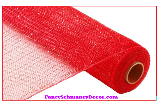 21" X 10 yd Metallic Red W/Red Foil Mesh