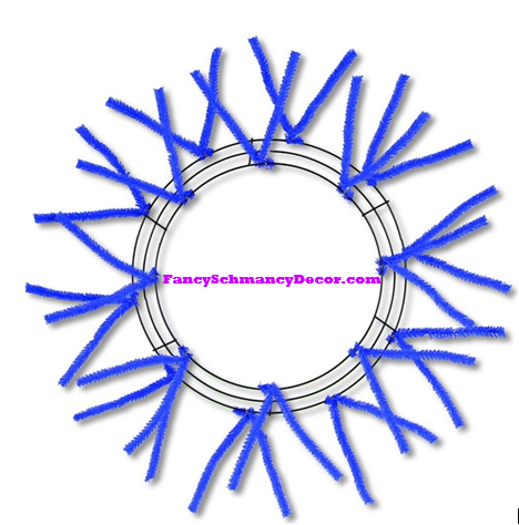 15" Wire, 25" Oad-Pencil Royal Blue Work Wreath