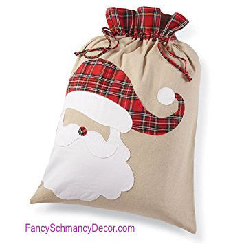 Santa Tartan Christmas Sack by Mud Pie