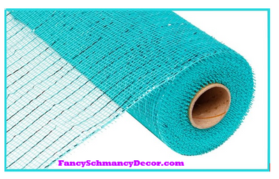 10" X 10 yd Metallic Aqua W/Dk Turq Foil Mesh