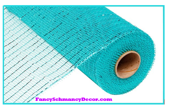 10" X 10 yd Metallic Aqua W/Dk Turq Foil Mesh