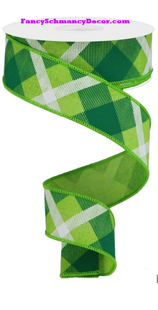 1.5"X10yd Printed Plaid On Royal Wired Ribbon