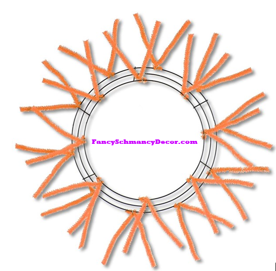 15" Wire, 25" Oad-Pencil Orange Work Wreath