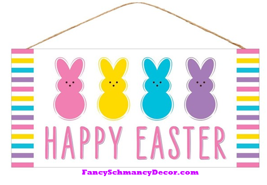 12.5"L X 6"H Happy Easter/3 Bunny Sign