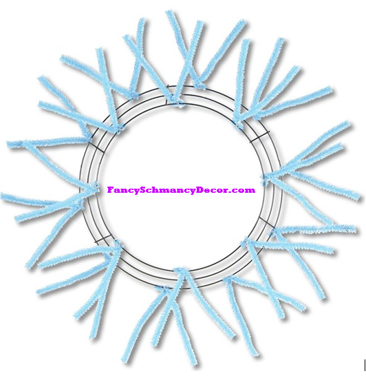 15" Wire, 25" Oad-Pencil Sky Blue Work Wreath
