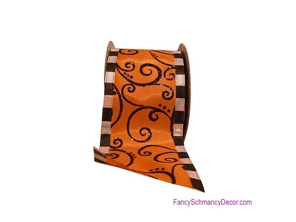 2.5" X 10 yards Halloween Swirl Mix Wired Edge Ribbon