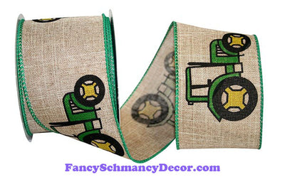2.5" x 10 yds Tractor Linen Wired Ribbon