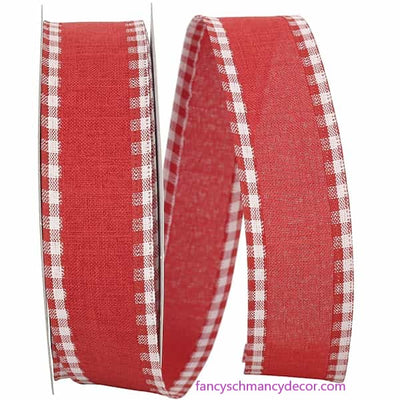1.5" x 20 yds Linen Checked Wired Edge Ribbon