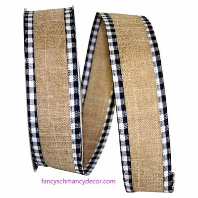 1.5" x 20 yds Linen Checked Wired Edge Ribbon