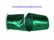 4" x 5 yds Emerald Green Designer Plush Velvet Elite Wired Edge Ribbon