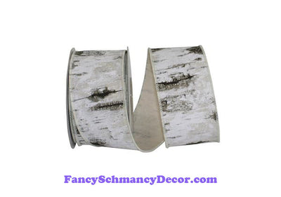 2.5" x 10 yds Birch Tree Bark Forest Wired Edge Ribbon