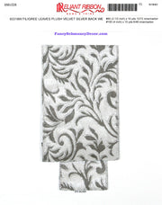 2.5" x 10 yds Silver Filigree Leaves Plush Velvet Silver Back Wired Edge Ribbon