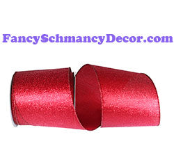 4" x 10 yds Red Sparkle Metallic Display Wired Edge Ribbon