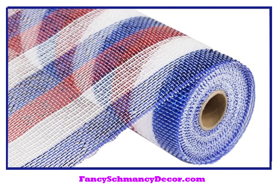 10" X 10 yd Red White Blue Mesh