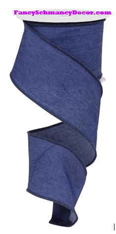 2.5" X 10 yd Denim On Royal Wired Ribbon