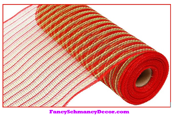 10.5" X 10 yd Red Fresh Green Poly Faux jute Mesh