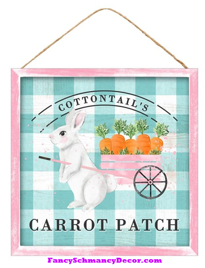 10"Sq Cottontail's Carrot Patch Sign