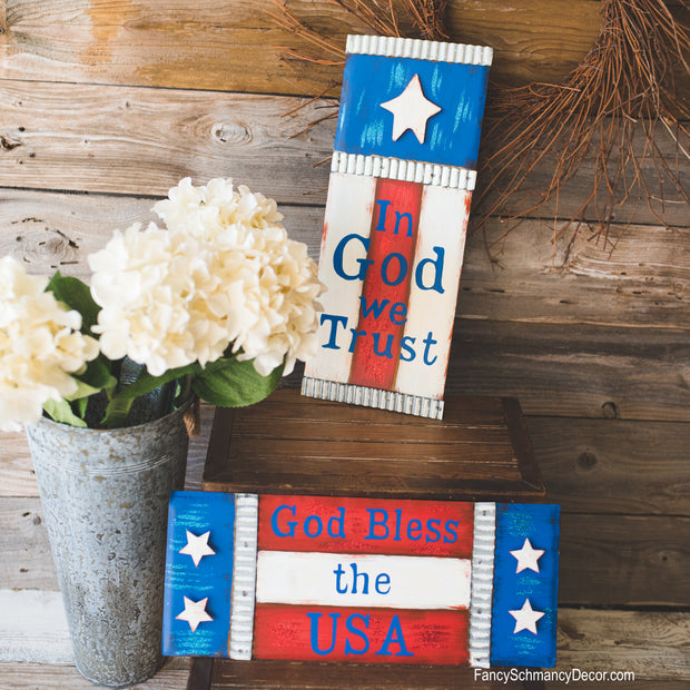 Red White and Blue Stars Sign