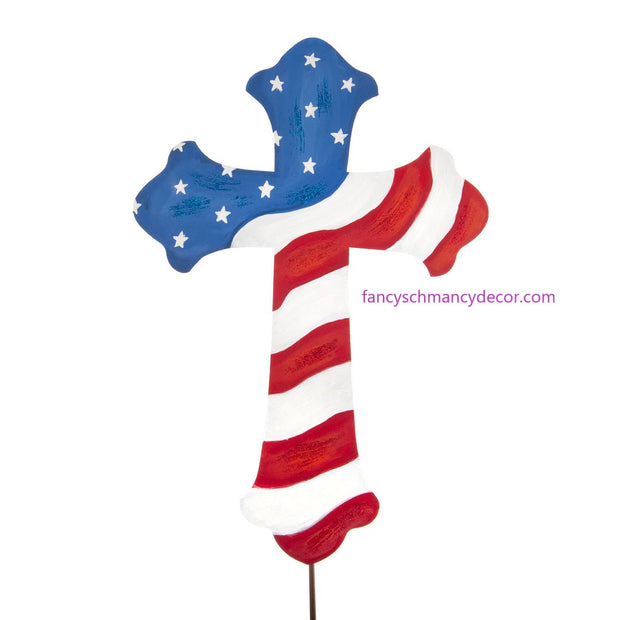 American Flag Cross Stake by The Round Top Collection