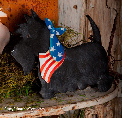 Patriotic Small Black Scottie Stake by The Round Top Collection A7022 - FancySchmancyDecor