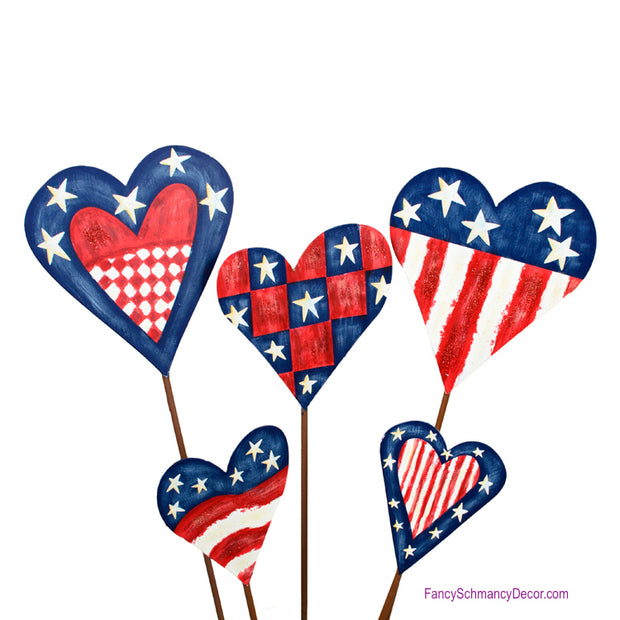 Hearts of America Assorted Set of 5 Stakes by The Round Top Collection A9009