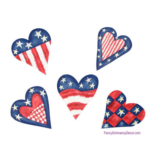 America Heart Magnets Assorted Set of 5 by The Round Top Collection A9010