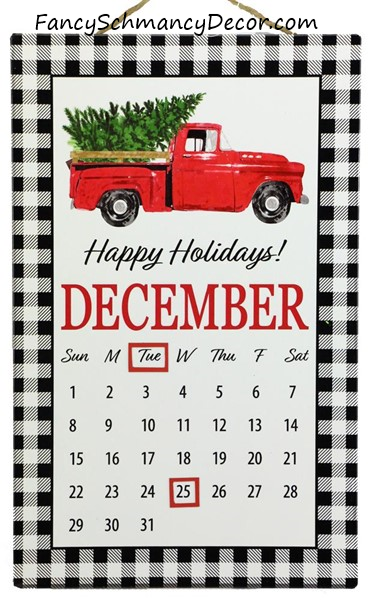 15.75"H December/Truck Calendar
