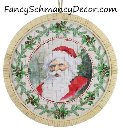 15.75"Dia Vintage Santa Sign