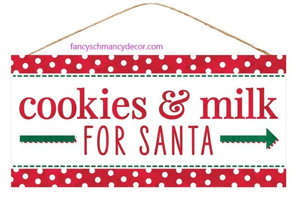 12.5 "L X 6" H Cookies & Milk for Santa Sign