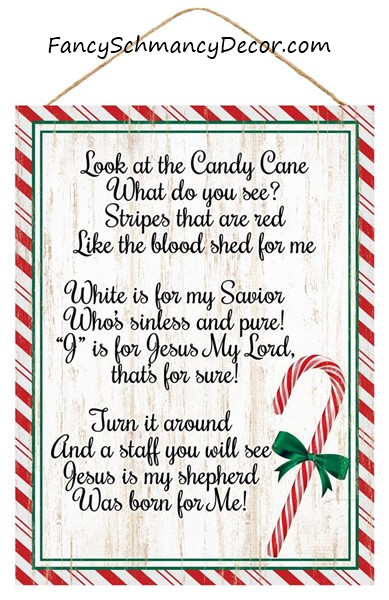 15.75"Hx11.75"L Mdf Candy Cane Poem