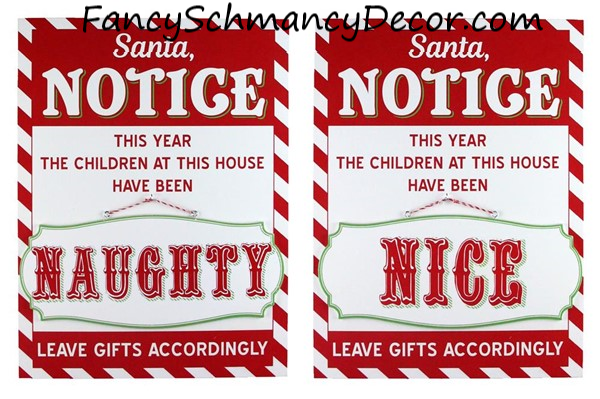 15.75"Hx11.75"L Santa w Naughty or Nice Sign