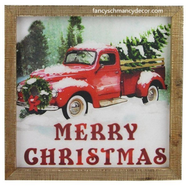 13"Sq Merry Christmas Truck Sign