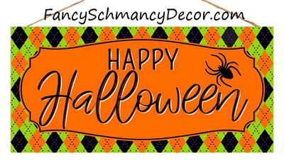 12.5"L X 6"H Happy Halloween Sign