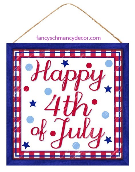 10"Sq Mdf "Happy 4Th Of July" Sign