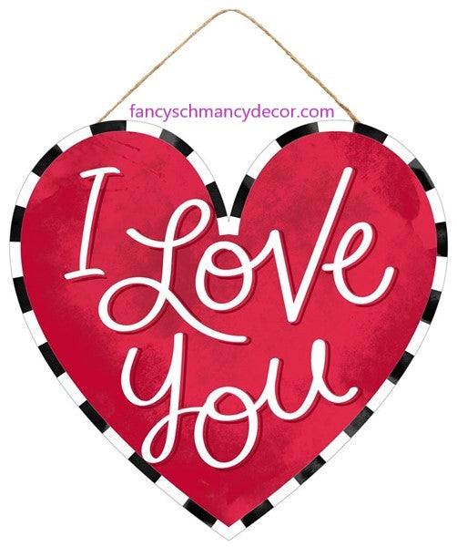 12"L X 11.5"H "I Love You" Heart Sign